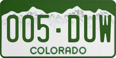 CO license plate 005DUW