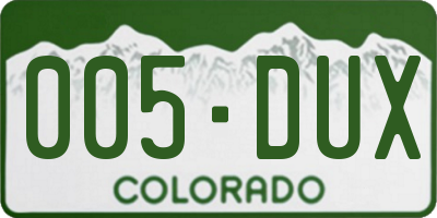 CO license plate 005DUX