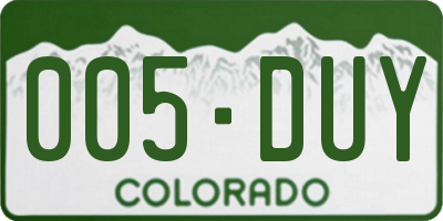 CO license plate 005DUY