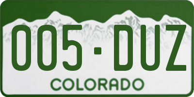 CO license plate 005DUZ