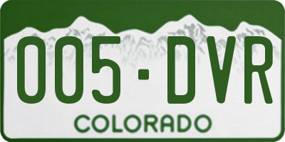 CO license plate 005DVR