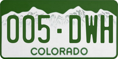 CO license plate 005DWH