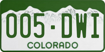 CO license plate 005DWI