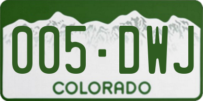 CO license plate 005DWJ