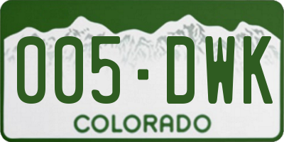 CO license plate 005DWK