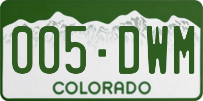 CO license plate 005DWM