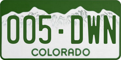 CO license plate 005DWN