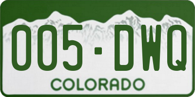 CO license plate 005DWQ