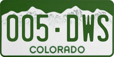 CO license plate 005DWS