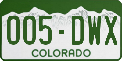 CO license plate 005DWX
