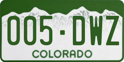 CO license plate 005DWZ