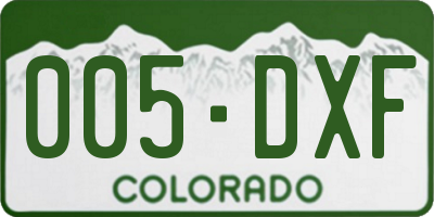 CO license plate 005DXF