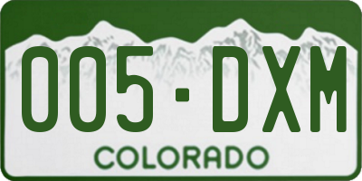 CO license plate 005DXM