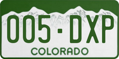 CO license plate 005DXP