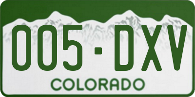CO license plate 005DXV