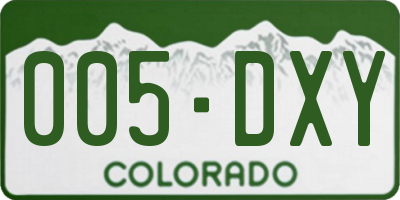 CO license plate 005DXY