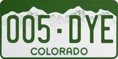 CO license plate 005DYE