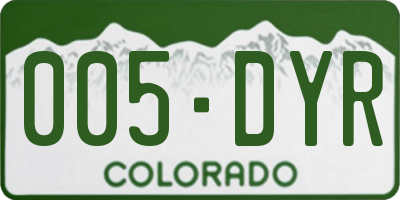 CO license plate 005DYR