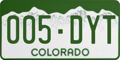 CO license plate 005DYT