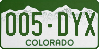 CO license plate 005DYX