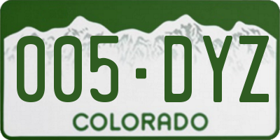 CO license plate 005DYZ