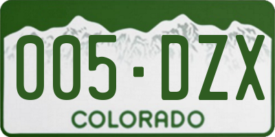 CO license plate 005DZX