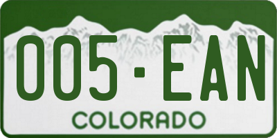 CO license plate 005EAN