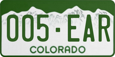 CO license plate 005EAR