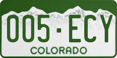 CO license plate 005ECY