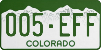 CO license plate 005EFF