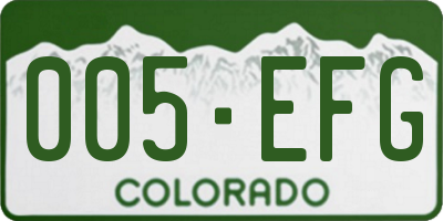CO license plate 005EFG