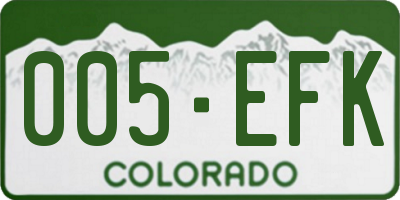 CO license plate 005EFK
