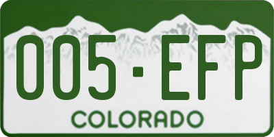 CO license plate 005EFP