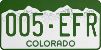 CO license plate 005EFR