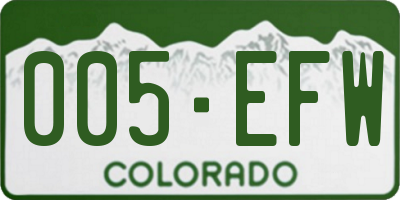 CO license plate 005EFW