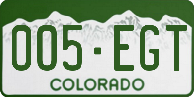 CO license plate 005EGT