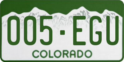 CO license plate 005EGU