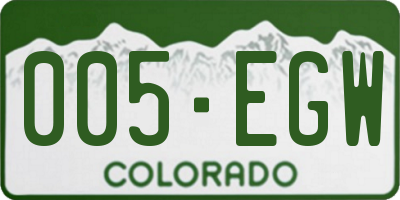 CO license plate 005EGW