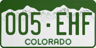 CO license plate 005EHF