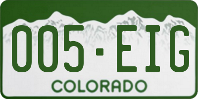 CO license plate 005EIG