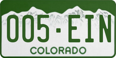 CO license plate 005EIN