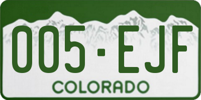 CO license plate 005EJF
