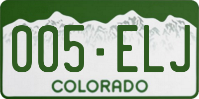 CO license plate 005ELJ