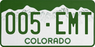CO license plate 005EMT