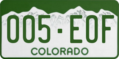 CO license plate 005EOF