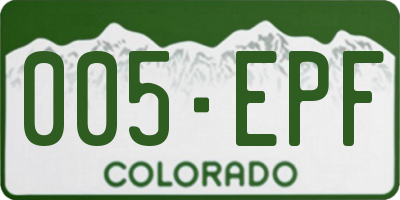 CO license plate 005EPF