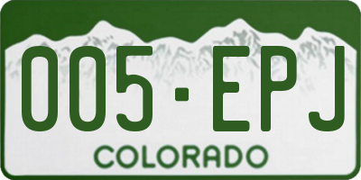 CO license plate 005EPJ