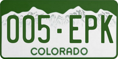 CO license plate 005EPK