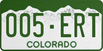 CO license plate 005ERT