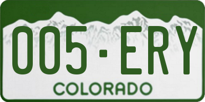 CO license plate 005ERY
